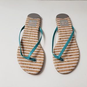 DV by Dolce Vita Blue Turquoise Cork Flip Flop Sandals Women's Size 7